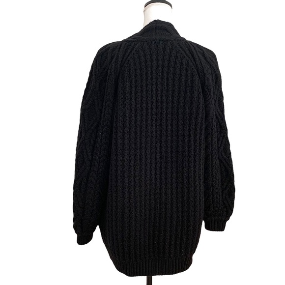 Maje Mouffle Wool Cable Knit Chunky Black Long Cardigan - Picture 10 of 16